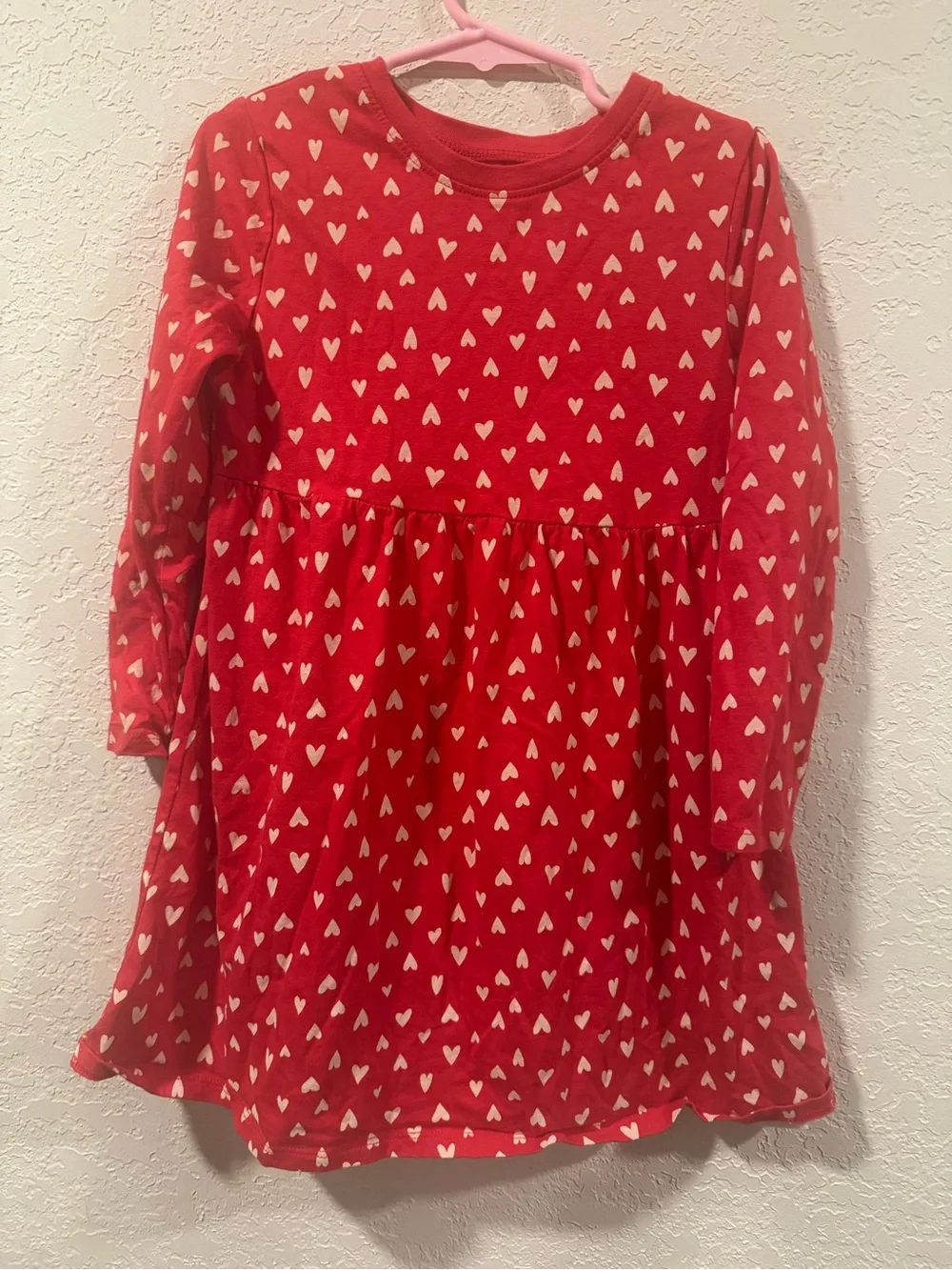 Old Navy Red Heart-Print Long-Sleeve Casual Dress
